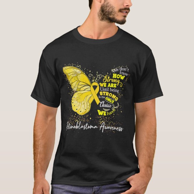 Gult för medvetenhet om kvinnans Retinoblastoma Ri T Shirt (Framsida)