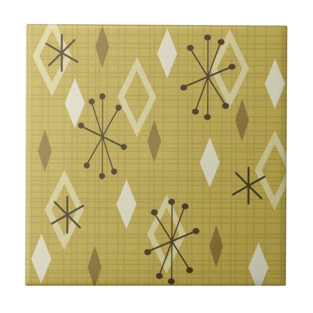 Gult för moderna diamanter i mitten av århundradet kakelplatta (Framsidan)