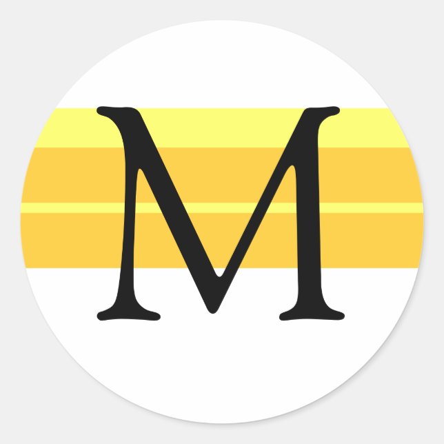 Gult för monogram Bröllop-kuvert med etikett (Framsida)