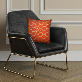 Gult för Monogram hexagon mönster orange Manly Kudde