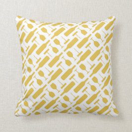 Gult för mönster för för vinflaskaexponeringsglas kudde