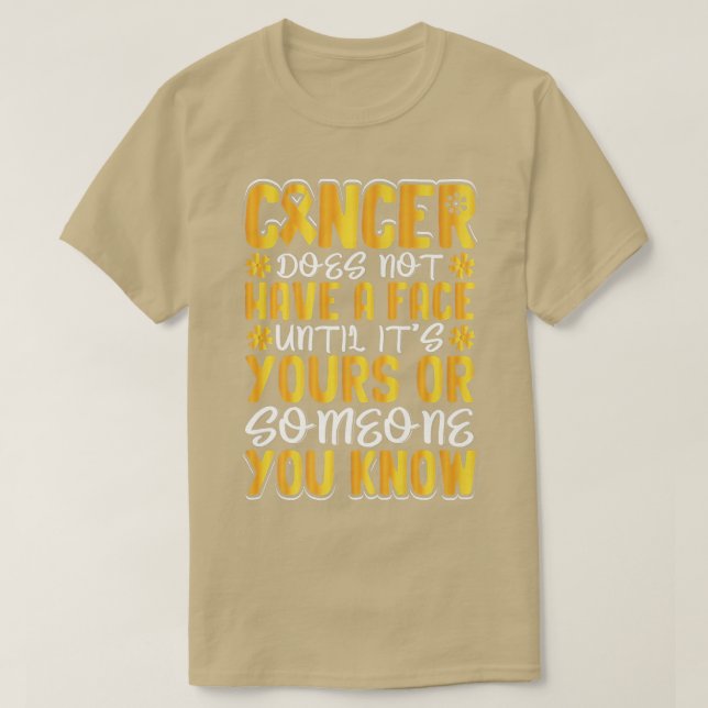 Gult för ökad medvetenhet om cancer hos barn Ribbo T Shirt (Design framsida)