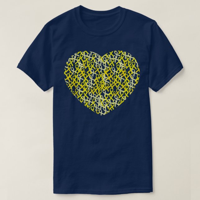 Gult för ökad medvetenhet om cancer Ribbon Heart G T Shirt (Design framsida)