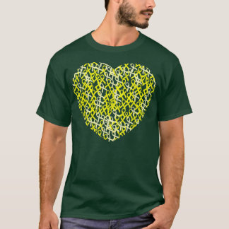 Gult för ökad medvetenhet om cancer Ribbon Heart T Shirt
