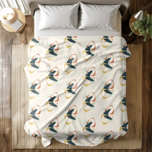 Gult för Orange av atomkol i mitten av århundradet Fleecefilt (Skapare uppladdad)