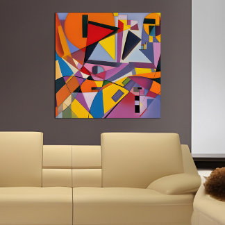 Gult för orange - multimodern geometrisk Abstrakt Poster