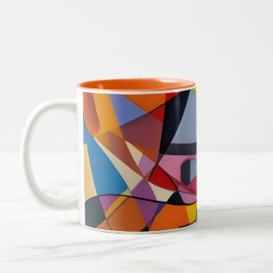 Gult för orange - multimodern geometrisk Abstrakt Två-Tonad Mugg