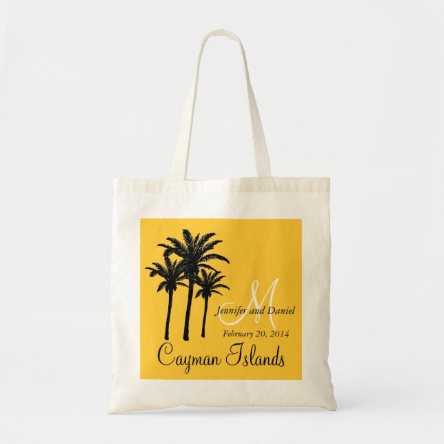 Gult för palmträd för destinationsbrölloptote bags tygkasse (Framsidan)