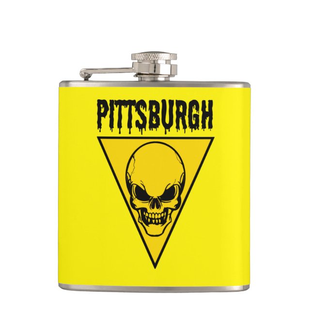 Gult för Pittsburgh Skullkolv Fickplunta (Framsidan)
