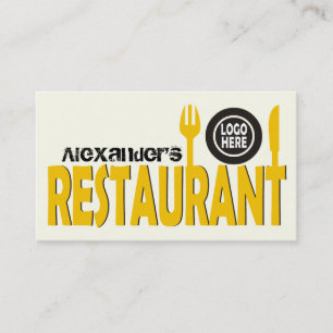 Gult för restaurangtextknivar, svart elfenben visitkort