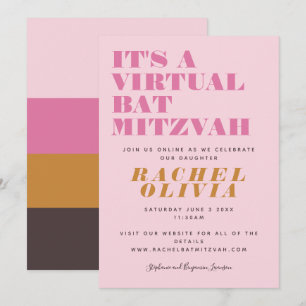 Gult för Rosa av akut Virtuell Online Bat mitzvah Inbjudningar