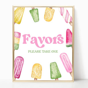 Gult för rosa Grönt Popsicle Party favors Bord Sig Poster