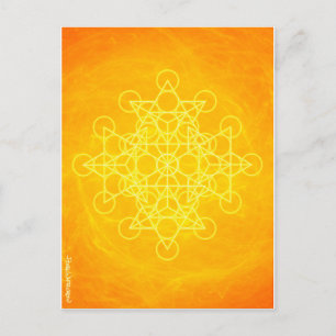 Gult för sakral geometri för Chakra Mandala ljus Vykort