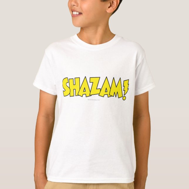 Gult för Shazam Logotyp Tee Shirt (Framsida)