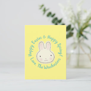 gult för skript av glad påsk söt, bunny anpassning vykort