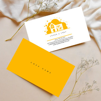 gult för tecknad house Maid Städning Services Visitkort