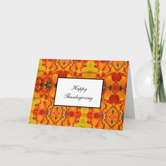Gult för thanksgiving-kort/Orange Löv Mönster Helgkort (Framsida)