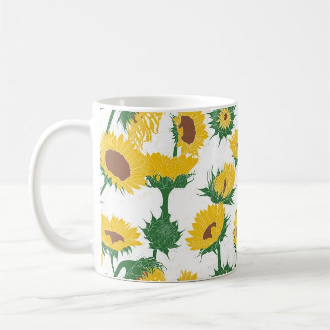 Gult för träblock Skriv ut solros Kaffemugg (Vänster)