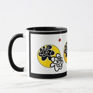 Gult för vänlig blomma för kaffemugg geometrisk