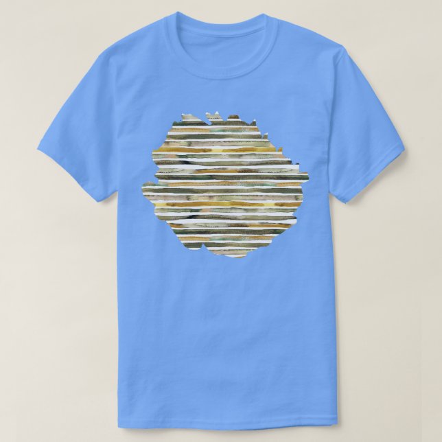 Gult för vattenfärgen rand Grönt T Shirt (Design framsida)