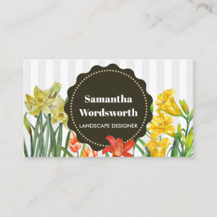 Gult för vattenfärgsOrange Vår blommor Visitkort