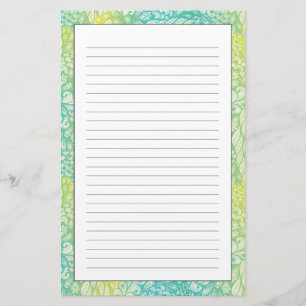 Gult för Vintage av blommigt och blå övertoning Brevpapper