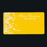 Gult för VinterGnistra för Elegant av Märkre Fraktsedel<br><div class="desc">Fira jul och imponera på din familj och dina vänner med den moderna utformningen av märkrn för julklapp med God jul text,  Winter Gnistra och Starry Winter Himlar på Gultens bakgrund med anpassningsbarnas familj namn. Lätt att använda och lätt att anpassa. Ordna i dag!</div>