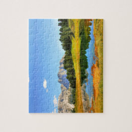 Gult Forest Sjö, färgade landskapsberg Pussel