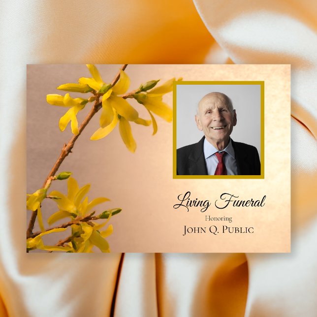 Gult Forsythia Flowers Living Funeral Party Inbjudningar (Skapare uppladdad)