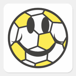 gult fotboll smiley face fyrkantigt klistermärke