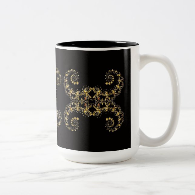 Gult Fractal Curls Coffee Mugg (Höger)