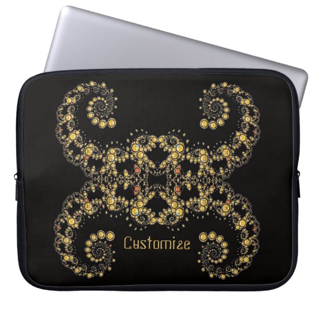 Gult Fractal Curls Laptop sleeve (Framsidan)