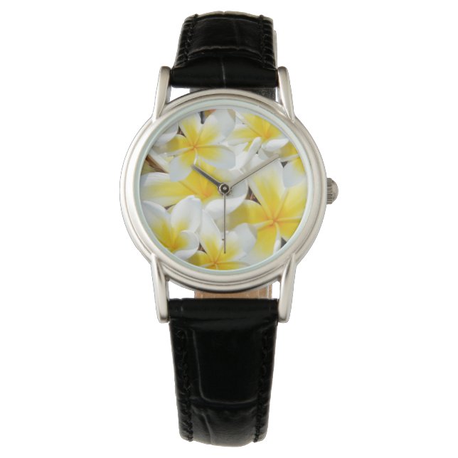 Gult Frangipani Bouquet Armbandsur (Framsida)