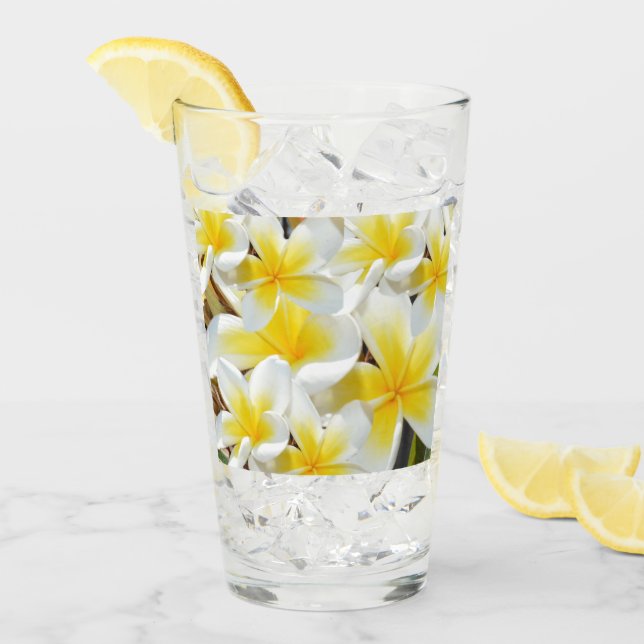 Gult Frangipani Bouquet, dricksglas Glaskopp (Framsida Ice)