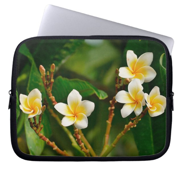 Gult Frangipani Laptop Fodral (Framsidan)