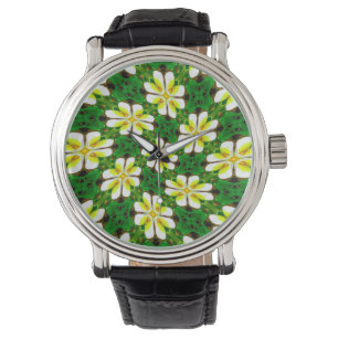 Gult Frangipani Mönster Armbandsur
