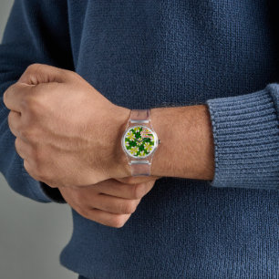Gult Frangipani Mönster Armbandsur
