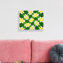 Gult Frangipani Mönster Canvastryck