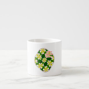 Gult Frangipani Mönster Espressomugg