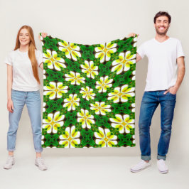 Gult Frangipani Mönster Fleecefilt