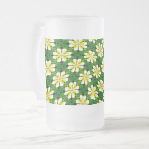 Gult Frangipani Mönster Frostat Ölglas