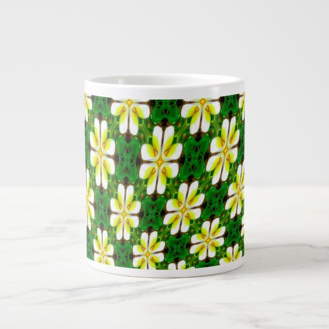 Gult Frangipani Mönster Jumbo Mugg (Framsidan)