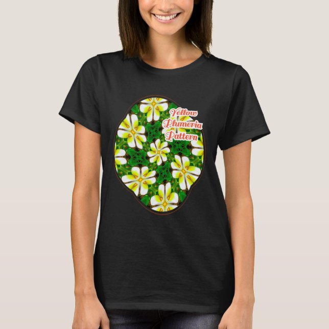 Gult Frangipani Mönster T Shirt (Framsida)