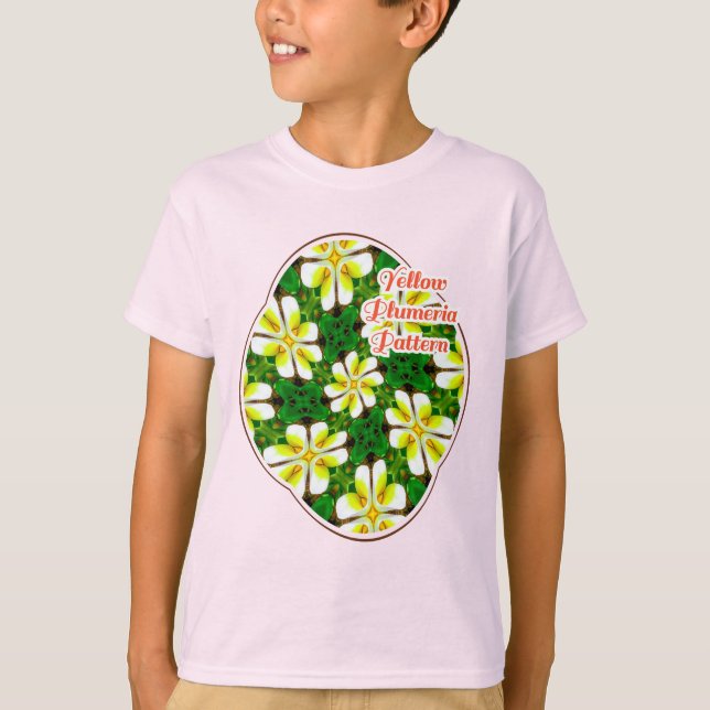 Gult Frangipani Mönster T Shirt (Framsida)