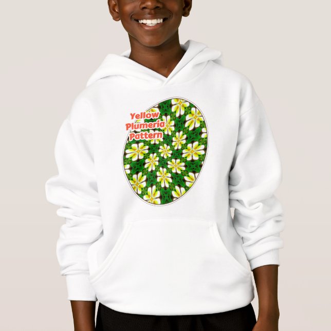 Gult Frangipani Mönster T Shirt (Framsida)