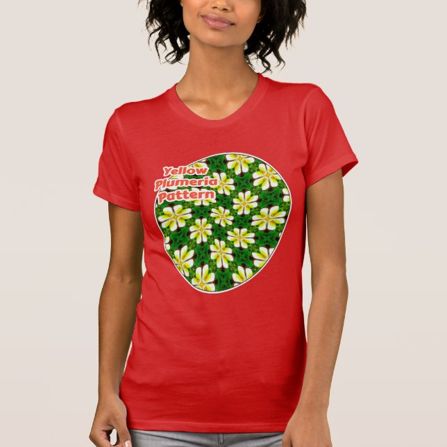 Gult Frangipani Mönster T Shirt (Framsida)