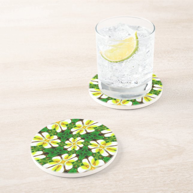 Gult Frangipani Mönster Underlägg (Sidan)