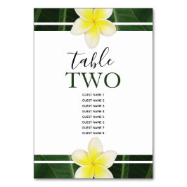 Gult Frangipani Plumeria Bröllop Guest Namn Bordsnummer