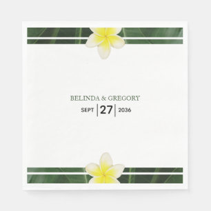 Gult Frangipani Plumeria Bröllop Pappersservett