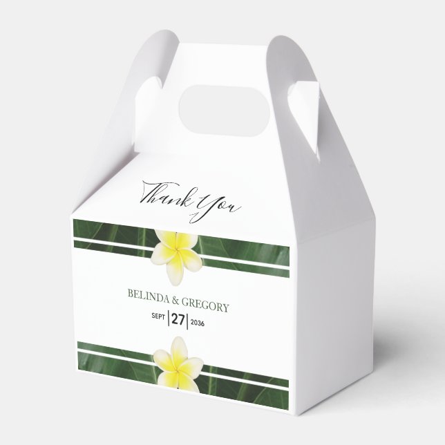 Gult Frangipani Plumeria Bröllop Presentaskar (Framsidan Sidan)